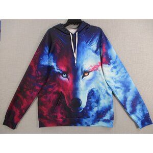 Wolf‎ Galaxy Sublimation Hoodie 3XL Graphic Art Print Pullover